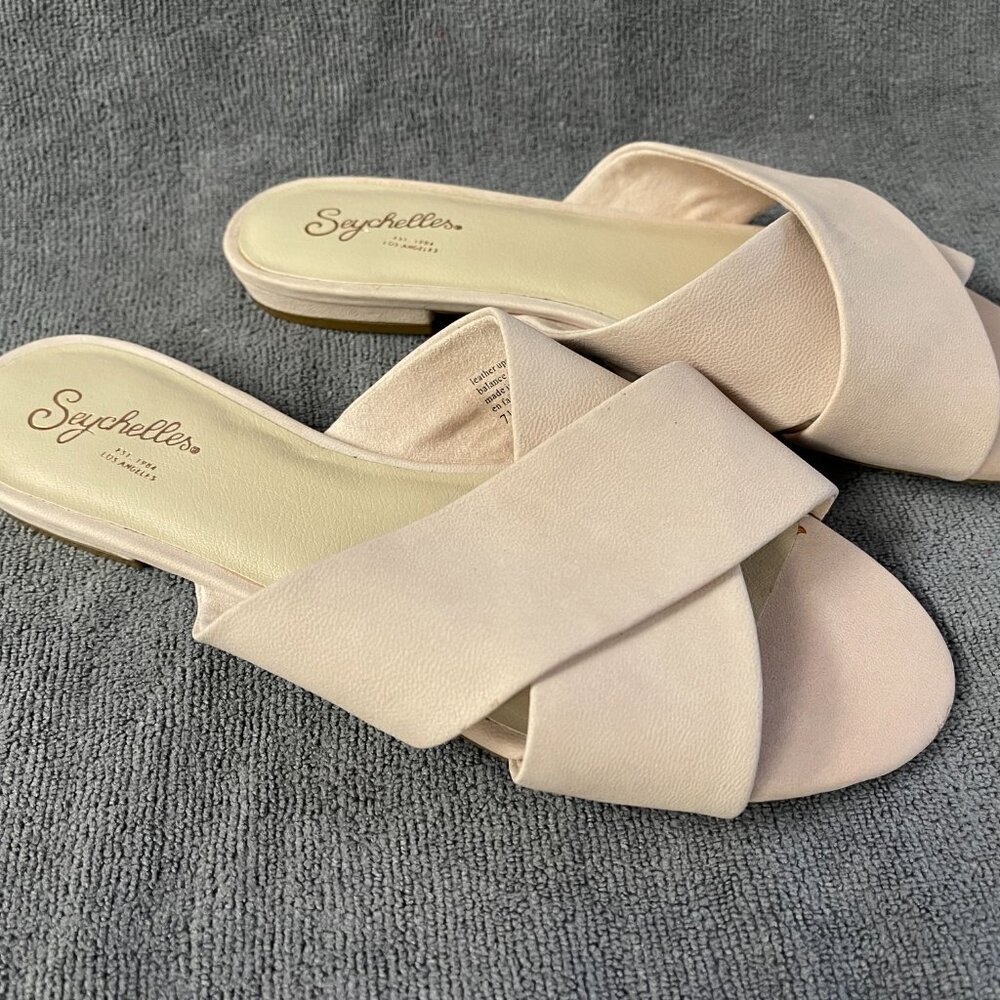 Seychelles Continental Nubuck Pink Leather Slide Flat Sandals 7.5 - New in Box! - Picture 3 of 8